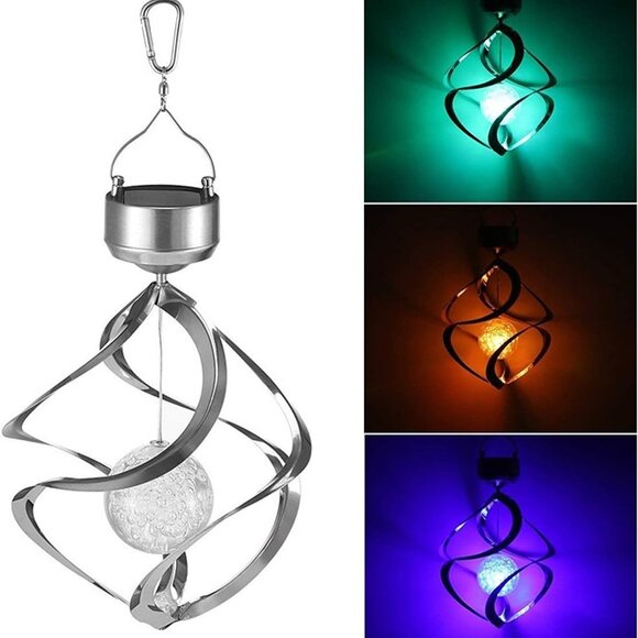 NEW Solar Hanging Lamp, Wind Sparkling Crystal Ball Lamp Color Changing LED